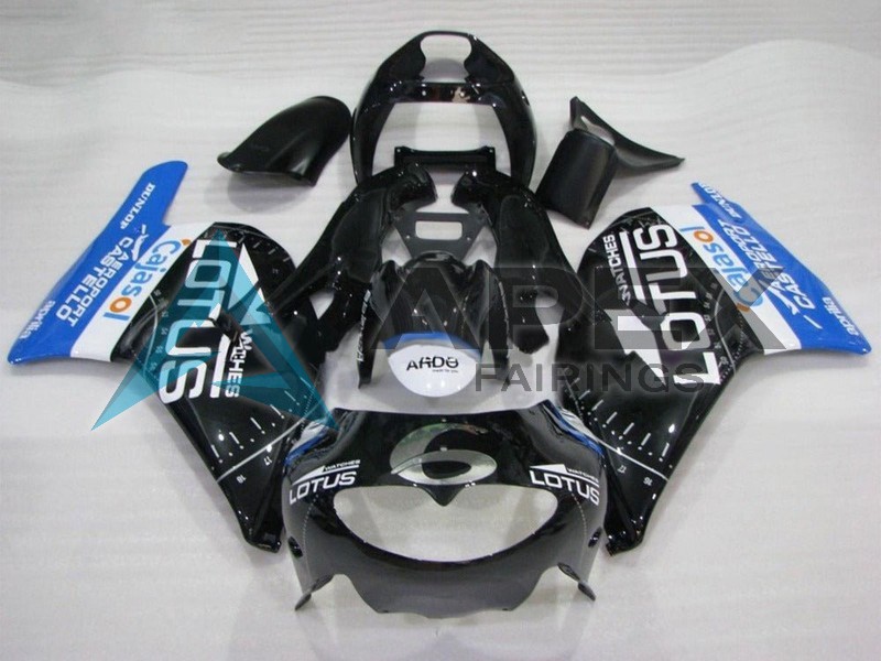 Glossy Black White Blue Lotus  2 - Aprilia RS250 (1995-1997) ABS Fairings | Apex Fairings