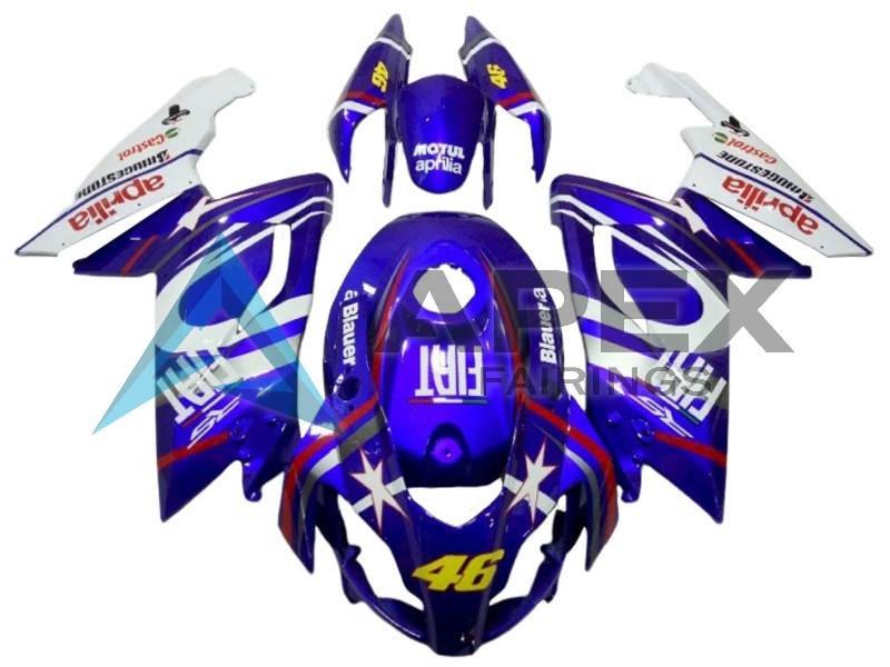 White Blue Fiat 46 - Aprilia RS4 125 / RS125 (2006-2011) ABS Fairings | Apex Fairings