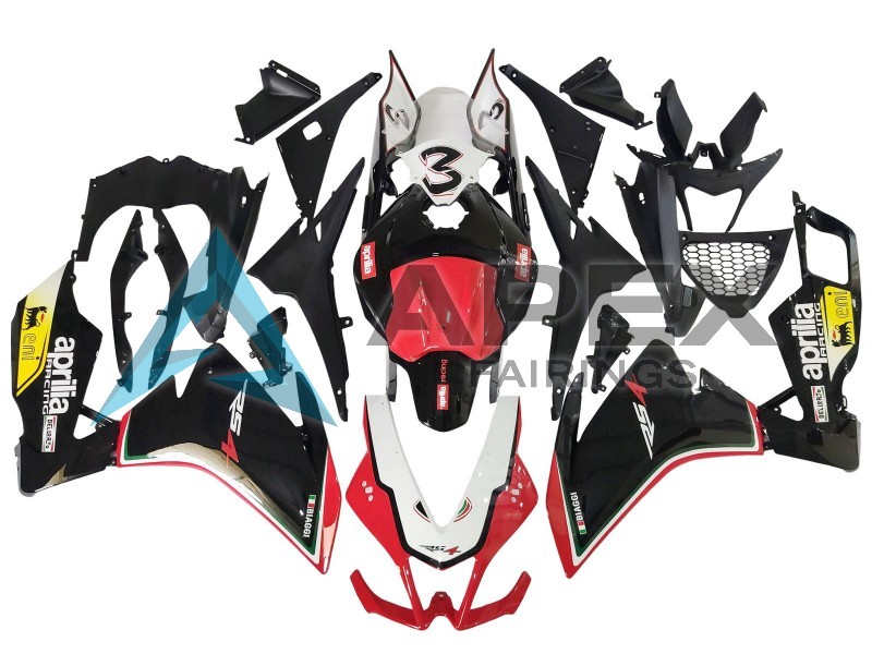 White Red Yellow Glossy Black - Aprilia RS4 50 / RS50 (2011-2017) ABS Fairings — Style FE41 | Apex Fairings