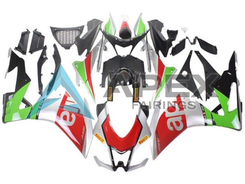 Silver Red Black Green - Aprilia RSV4 1000 (2016-2020) ABS Fairings — Style FE20 | Apex Fairings