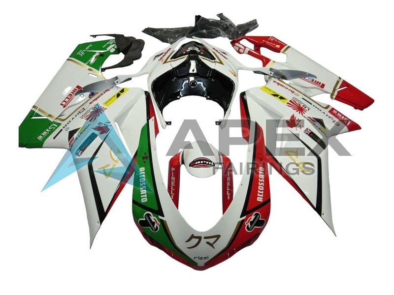 White Red Green Accossato - Ducati 1098 (2007-2009) ABS Fairings | Apex Fairings