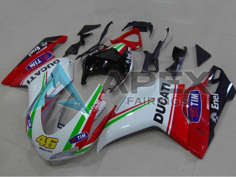 White Red Green Glossy Black Yellow 46 - Ducati 1098 (2007-2009) ABS Fairings | Apex Fairings