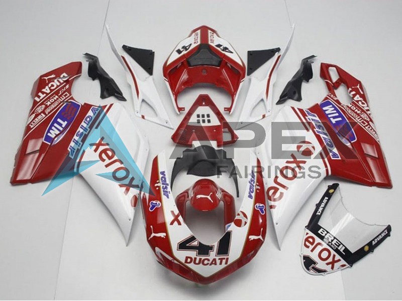 White Red Glossy Black Valsir Xerox OEM Style 41 - Ducati 1198 (2009-2011) ABS Fairings | Apex Fairings