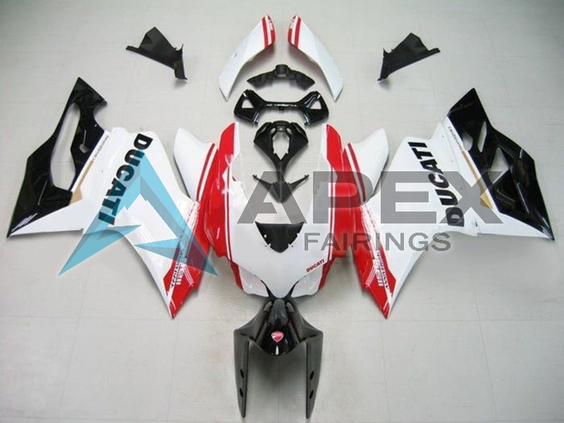 White Red Glossy Black Stripe - Ducati 1199 Panigale (2012-2014) ABS Fairings | Apex Fairings