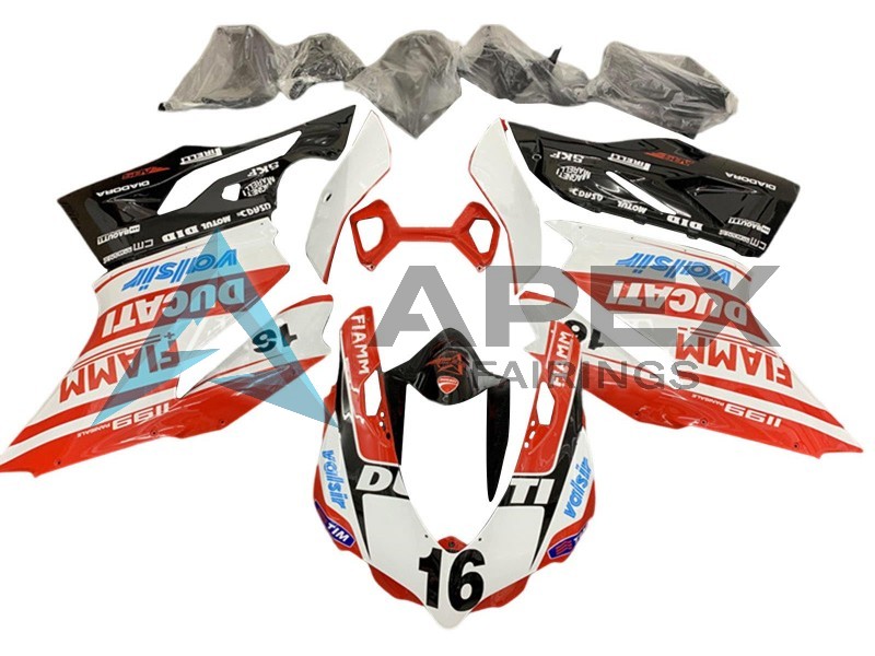 White Red Glossy Black Valsir Fiamm Ficc 16 - Ducati 1199 Panigale (2012-2014) ABS Fairings | Apex Fairings