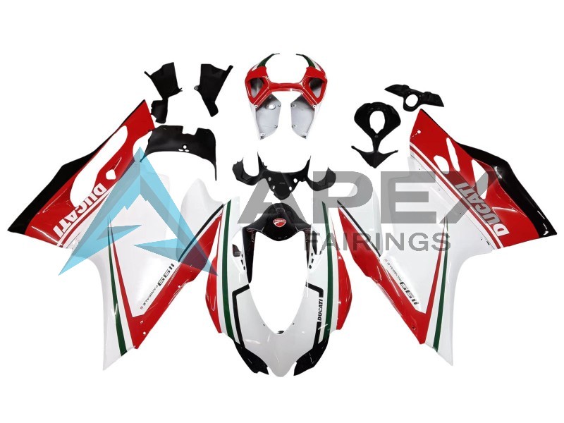 White Red Green Glossy Black - Ducati 1199 Panigale (2012-2014) ABS Fairings — Style FE69 | Apex Fairings