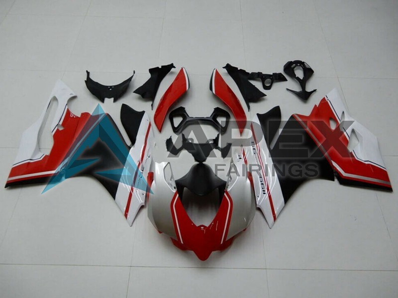 White Red Matte Black - Ducati 1199 Panigale (2012-2014) ABS Fairings — Style FE72 | Apex Fairings