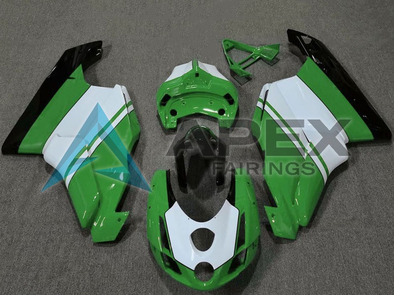 White Green Glossy Black - Ducati 749 (2003-2004) ABS Fairings | Apex Fairings