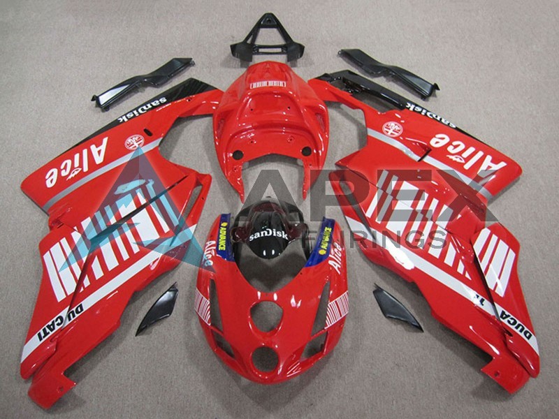 Red White Glossy Black Alice Sandisk - Ducati 749 (2005-2006) ABS Fairings | Apex Fairings