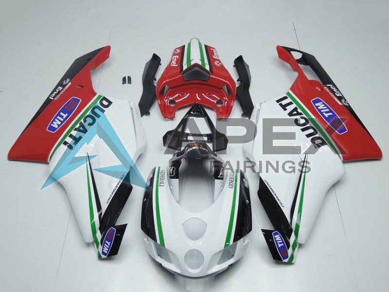 White Red Green Glossy Black Enel Generali Tim - Ducati 749 (2005-2006) ABS Fairings | Apex Fairings