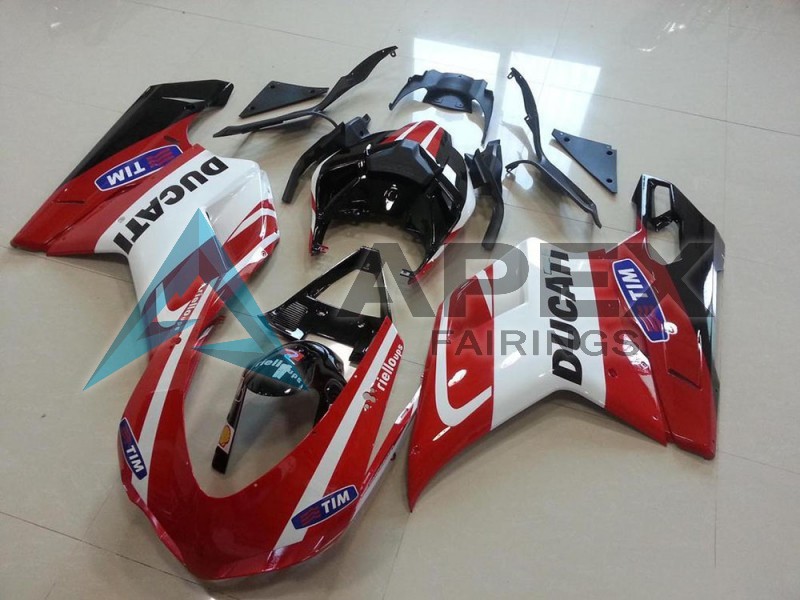 White Red Glossy Black Tim - Ducati 848 (2007-2014) ABS Fairings | Apex Fairings