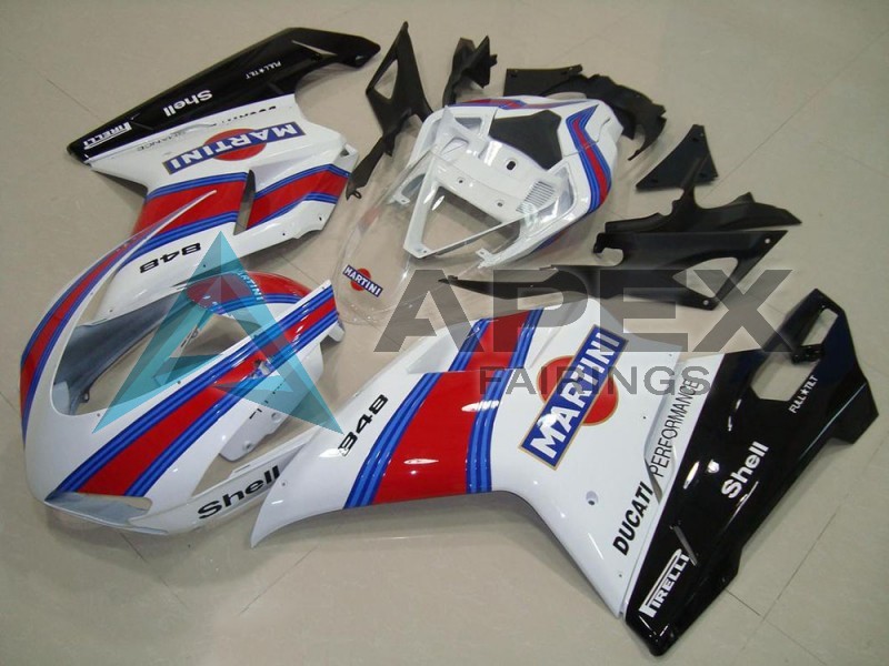 White Red Green Glossy Black Martini - Ducati 848 (2007-2014) ABS Fairings | Apex Fairings
