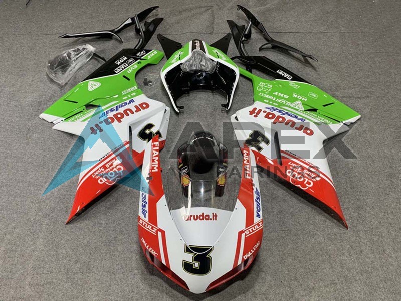 White Red Green Valsir 3 - Ducati 848 (2007-2014) ABS Fairings | Apex Fairings