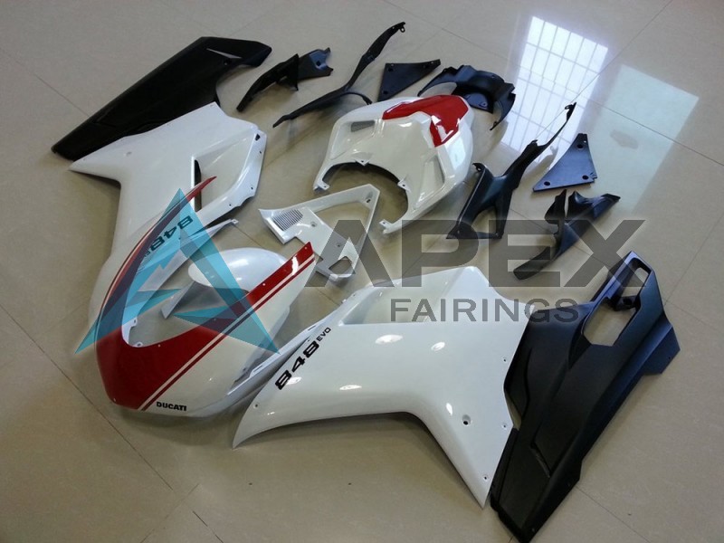 White Red Matte Black - Ducati 848 (2007-2014) ABS Fairings | Apex Fairings