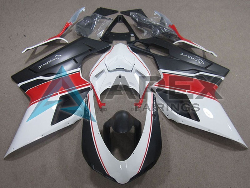 White Red Matte Black Marvic - Ducati 848 (2007-2014) ABS Fairings | Apex Fairings