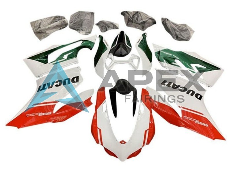 White Green Red Stripe - Ducati 899 Panigale (2013-2015) ABS Fairings | Apex Fairings