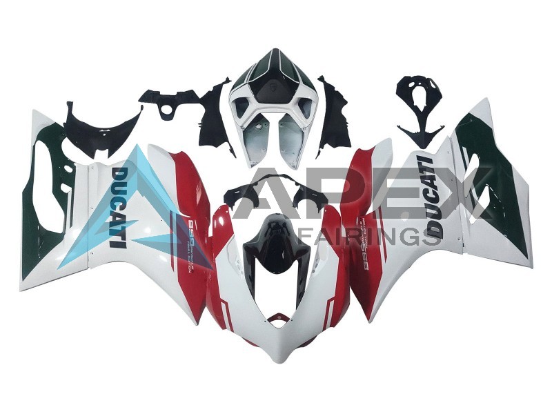 White Red Glossy Black - Ducati 899 Panigale (2013-2015) ABS Fairings — Style FE24 | Apex Fairings