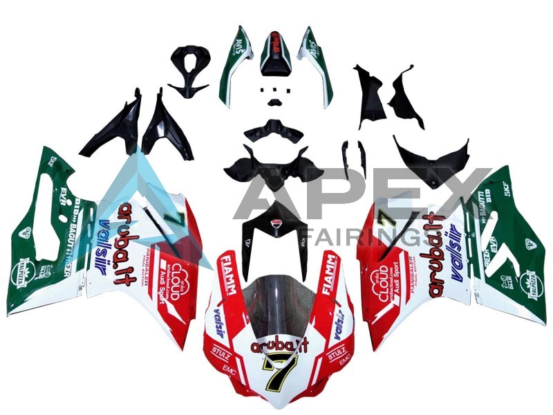White Red Green Valsir Fiamm 7 - Ducati 959 Panigale (2016-2019) ABS Fairings | Apex Fairings