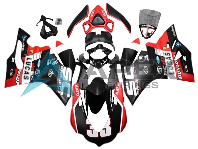 White Red Matte Black Lucas 33 - Ducati 959 Panigale (2016-2019) ABS Fairings | Apex Fairings