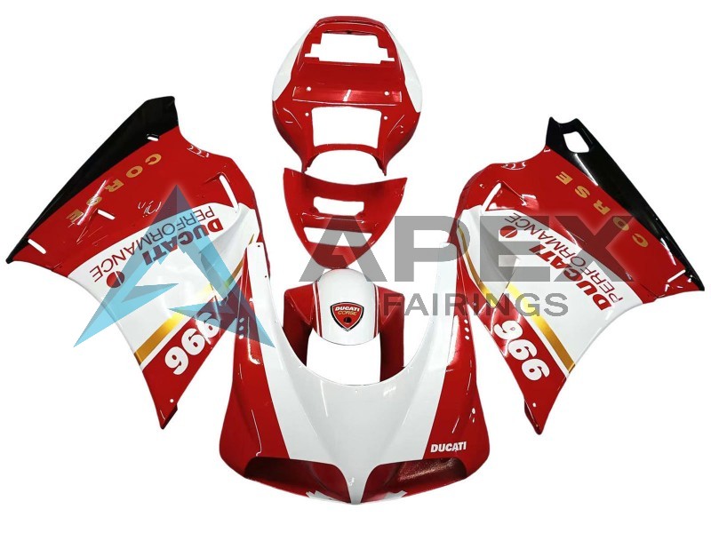 White Red Gold Glossy Black Coe Performance - Ducati 996 996S (1999-2002) ABS Fairings | Apex Fairings