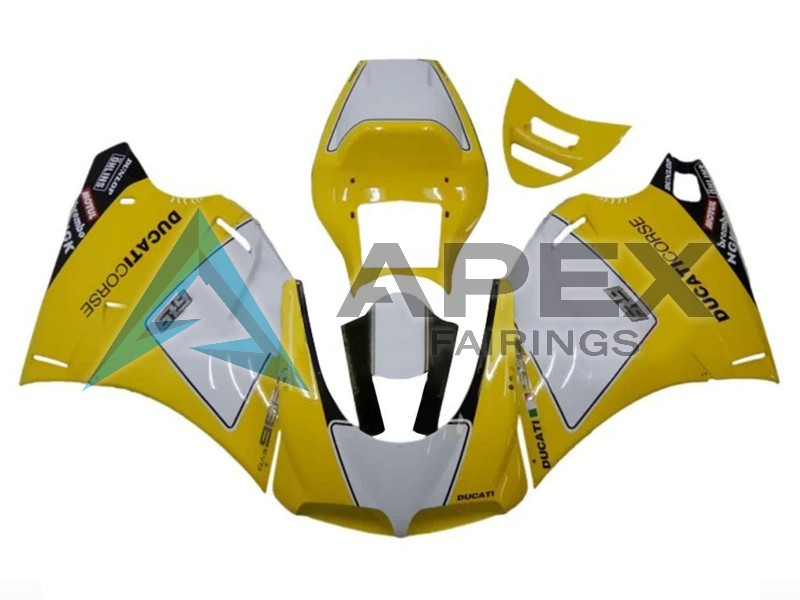 White Yellow Glossy Black Coe Performance - Ducati 996 996S (1999-2002) ABS Fairings — Style FE23 | Apex Fairings
