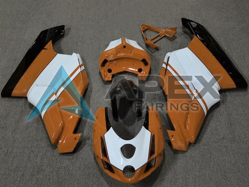 White Orange Glossy Black - Ducati 999 (2003-2004) ABS Fairings | Apex Fairings