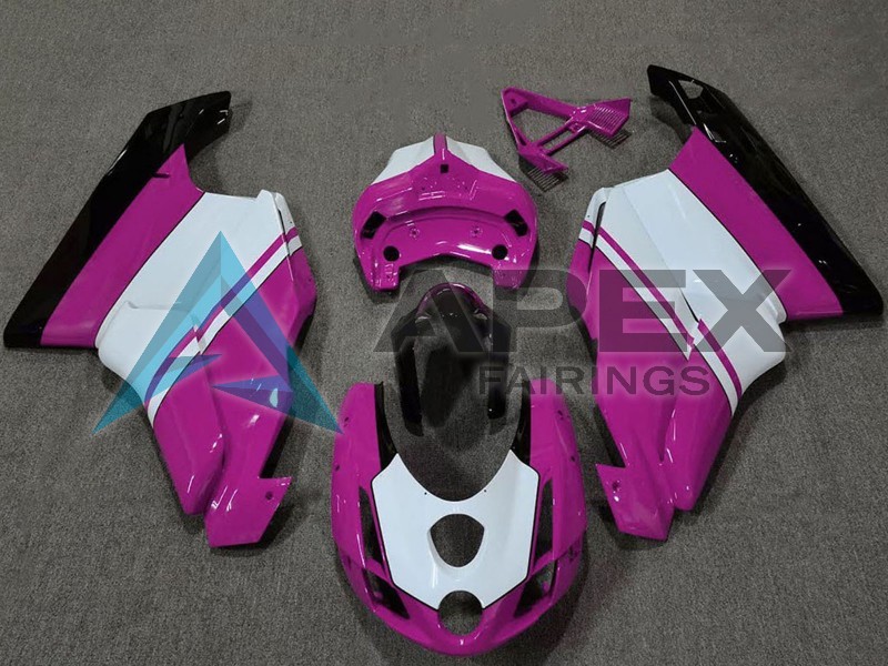 White Pink Glossy Black - Ducati 999 (2003-2004) ABS Fairings | Apex Fairings