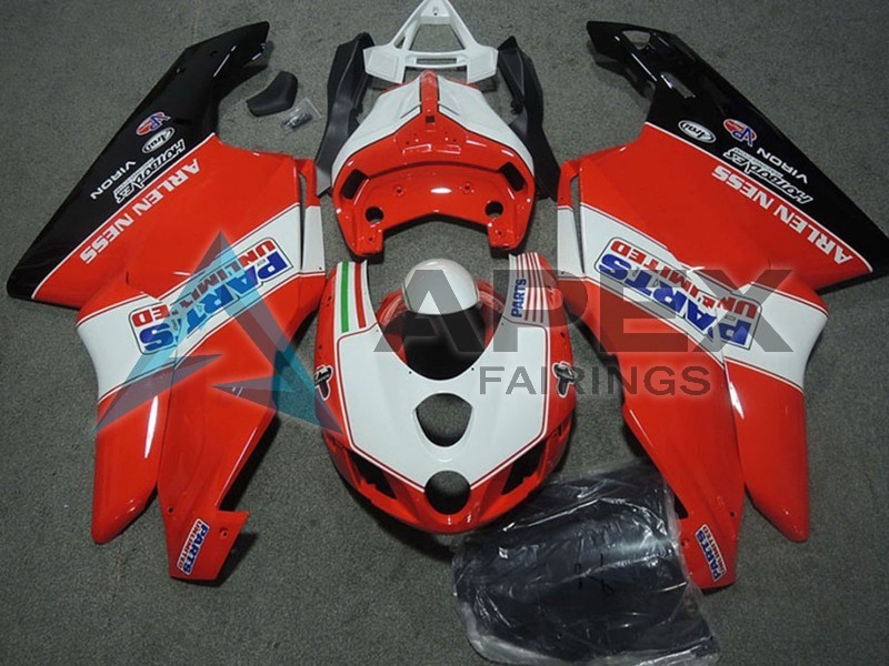 White Red Glossy Black Parts Unlimited - Ducati 999 (2003-2004) ABS Fairings | Apex Fairings
