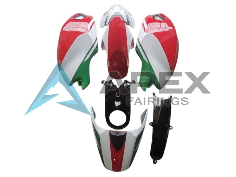 White Red Green - Ducati Monster 1100 / Monster 1100S (2009-2013) ABS Fairings — Style FE27 | Apex Fairings