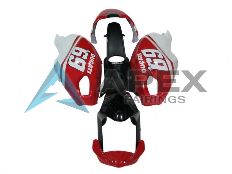 White Red Glossy Black 69 - Ducati Monster 696 (2008-2014) ABS Fairings — Style FE33 | Apex Fairings