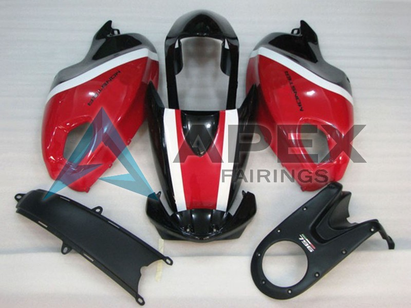 White Red Glossy Black - Ducati Monster 696 (2008-2014) ABS Fairings — Style FE37 | Apex Fairings