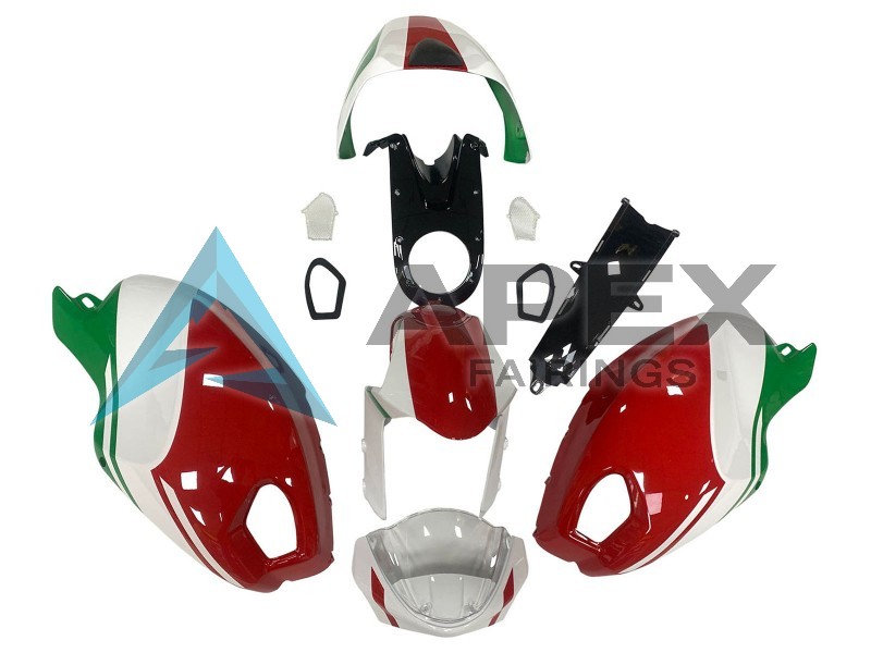 White Red Green - Ducati Monster 696 (2008-2014) ABS Fairings — Style FE40 | Apex Fairings