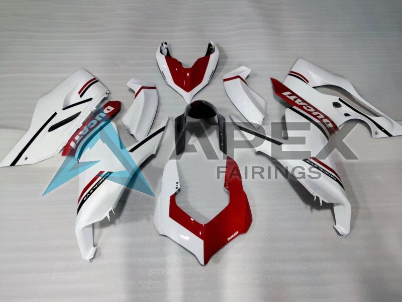 White Red Glossy Black - Ducati Panigale V2 (2020-2024) ABS Fairings — Style FE19 | Apex Fairings