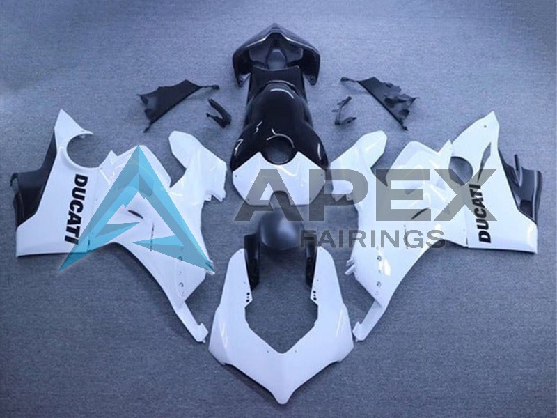 White Glossy Black - Ducati Panigale V4 (2020-2021) ABS Fairings | Apex Fairings