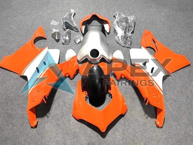 White Silver Orange - Ducati Panigale V4 (2020-2021) ABS Fairings | Apex Fairings