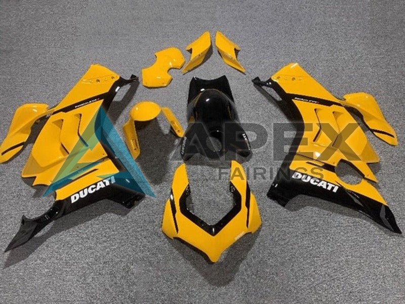 Yellow Glossy Black - Ducati Panigale V4 (2020-2021) ABS Fairings | Apex Fairings
