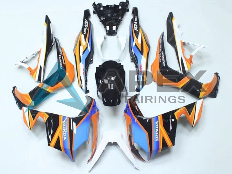 Blue Orange Glossy Black - Honda ADV150 (2018-2021) ABS Fairings | Apex Fairings