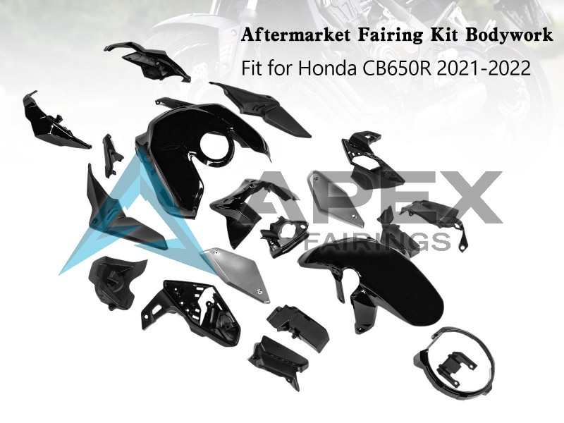Glossy Black - Honda CB650R (2019-2023) ABS Fairings | Apex Fairings