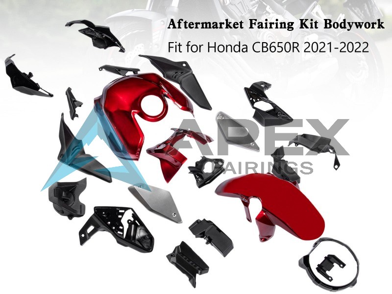 Black Red - Honda CB650R (2019-2023) ABS Fairings | Apex Fairings
