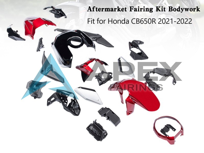 Black Red Silver - Honda CB650R (2019-2023) ABS Fairings | Apex Fairings
