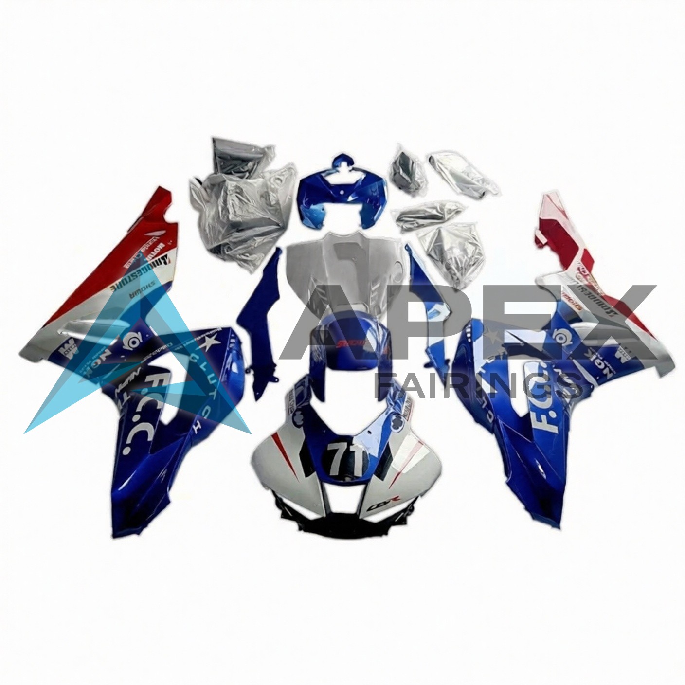 Blue & Red - Honda CBR1000RR / CBR1000RR-R Fireblade (2017-2026) ABS Fairings — Style A16 | Apex Fairings