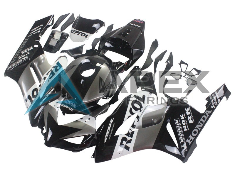 Silver White Glossy Black Repsol - Honda CBR1000RR Fireblade SC57 (2004-2005) ABS Fairings | Apex Fairings — view 3