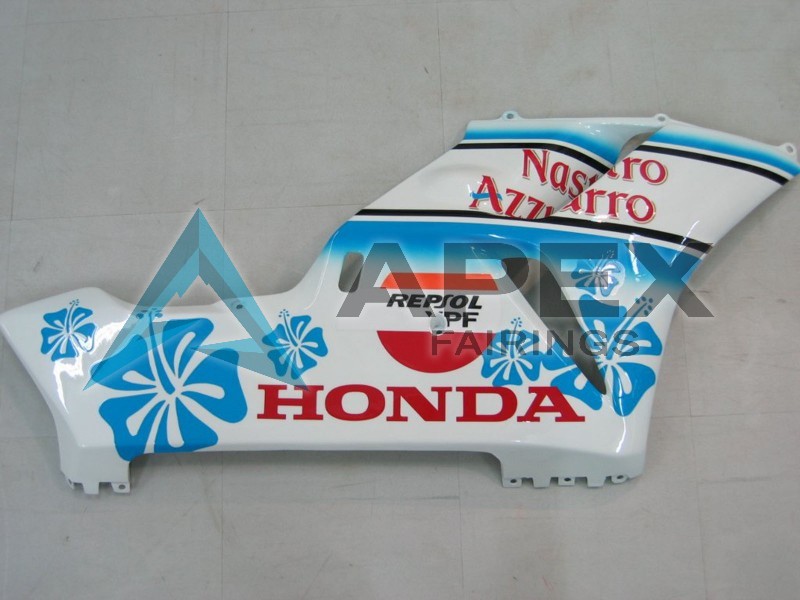 White Blue Red HRC OEM Style - Honda CBR1000RR Fireblade SC57 (2004-2005) ABS Fairings | Apex Fairings — view 3