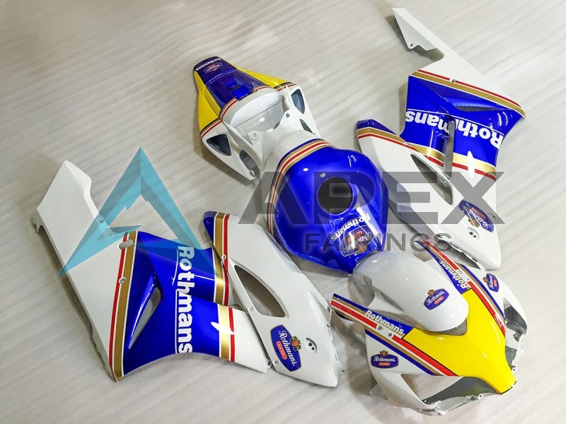 White Blue Yellow Rothmans - Honda CBR1000RR Fireblade SC57 (2004-2005) ABS Fairings | Apex Fairings — view 2