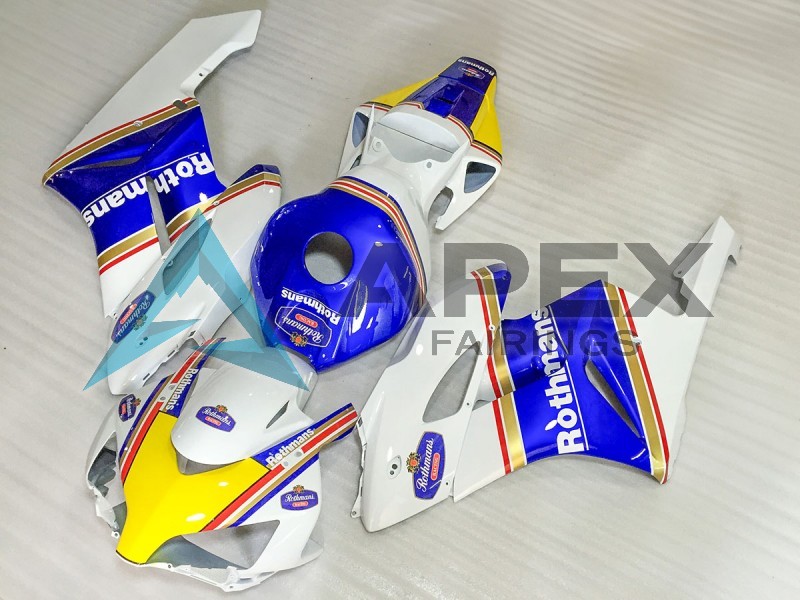White Blue Yellow Rothmans - Honda CBR1000RR Fireblade SC57 (2004-2005) ABS Fairings | Apex Fairings — view 3