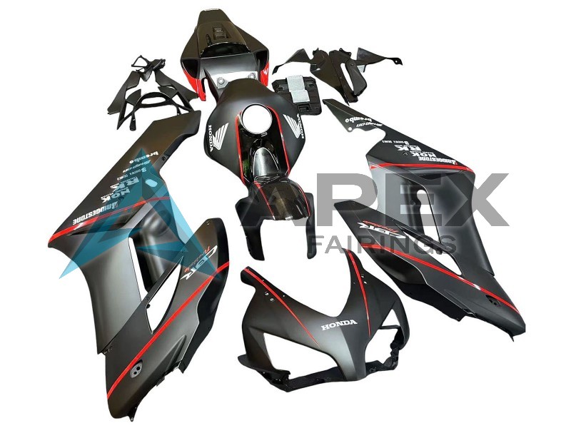 Glossy Black Glossy Grey Red Stripe - Honda CBR1000RR Fireblade SC57 (2004-2005) ABS Fairings | Apex Fairings — view 2