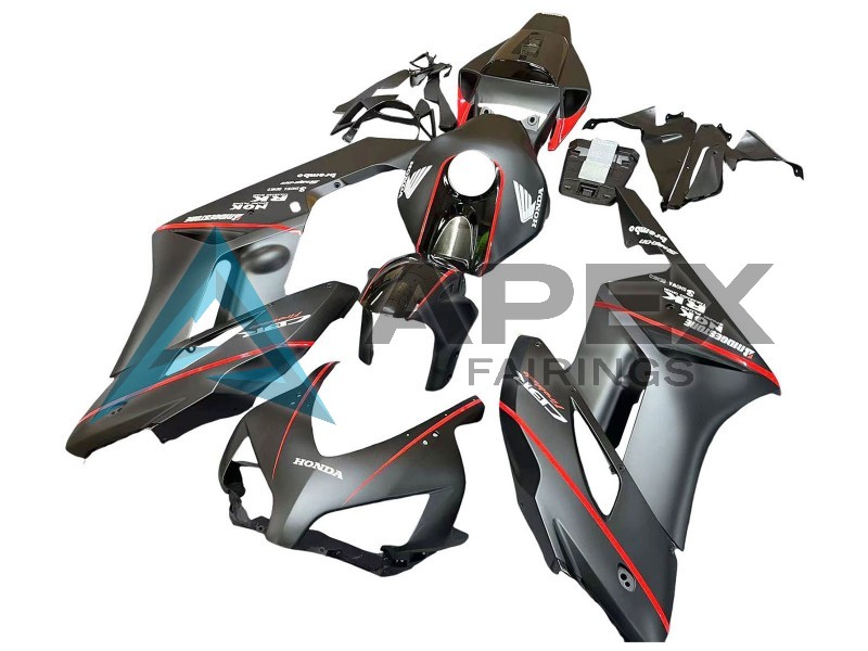 Glossy Black Glossy Grey Red Stripe - Honda CBR1000RR Fireblade SC57 (2004-2005) ABS Fairings | Apex Fairings — view 3