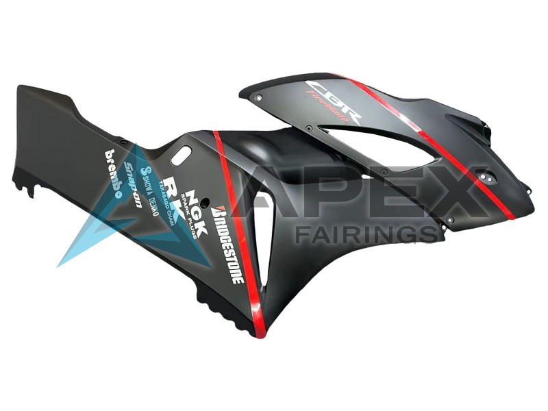 Glossy Black Glossy Grey Red Stripe - Honda CBR1000RR Fireblade SC57 (2004-2005) ABS Fairings | Apex Fairings — view 4