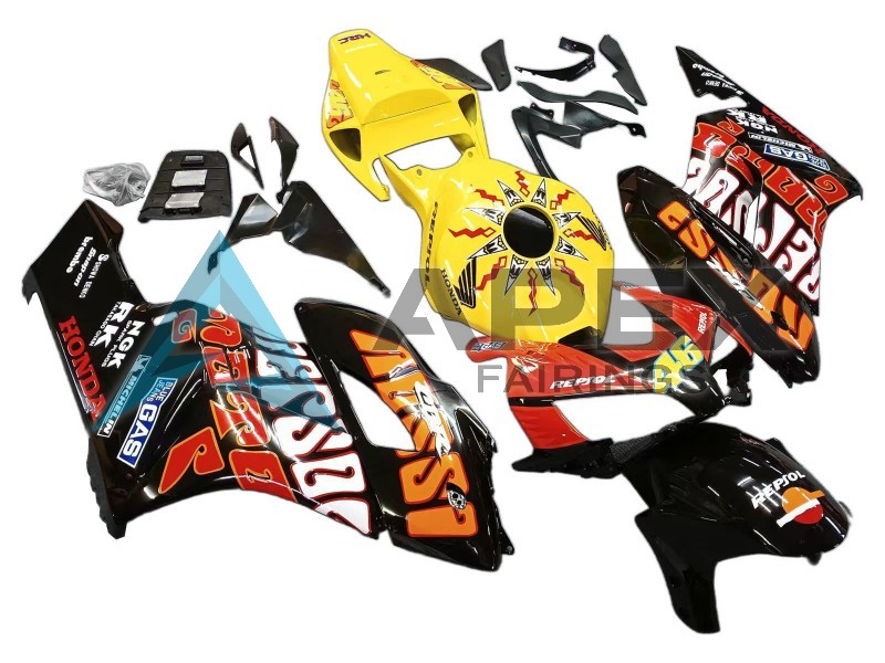 Yellow Glossy Black Orange - Honda CBR1000RR Fireblade SC57 (2004-2005) ABS Fairings | Apex Fairings — view 2