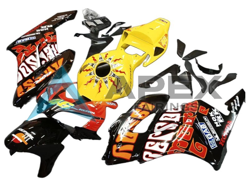 Yellow Glossy Black Orange - Honda CBR1000RR Fireblade SC57 (2004-2005) ABS Fairings | Apex Fairings — view 3